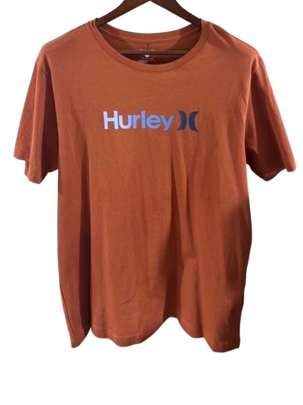 Hurley Rust Orange Graphic Logo T-Shirt Size Men’s Large (NWT)